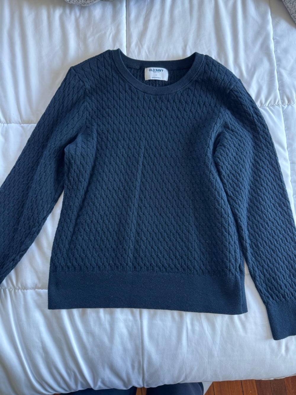 Old Navy Dark Navy Textured Crew Neck Sweater